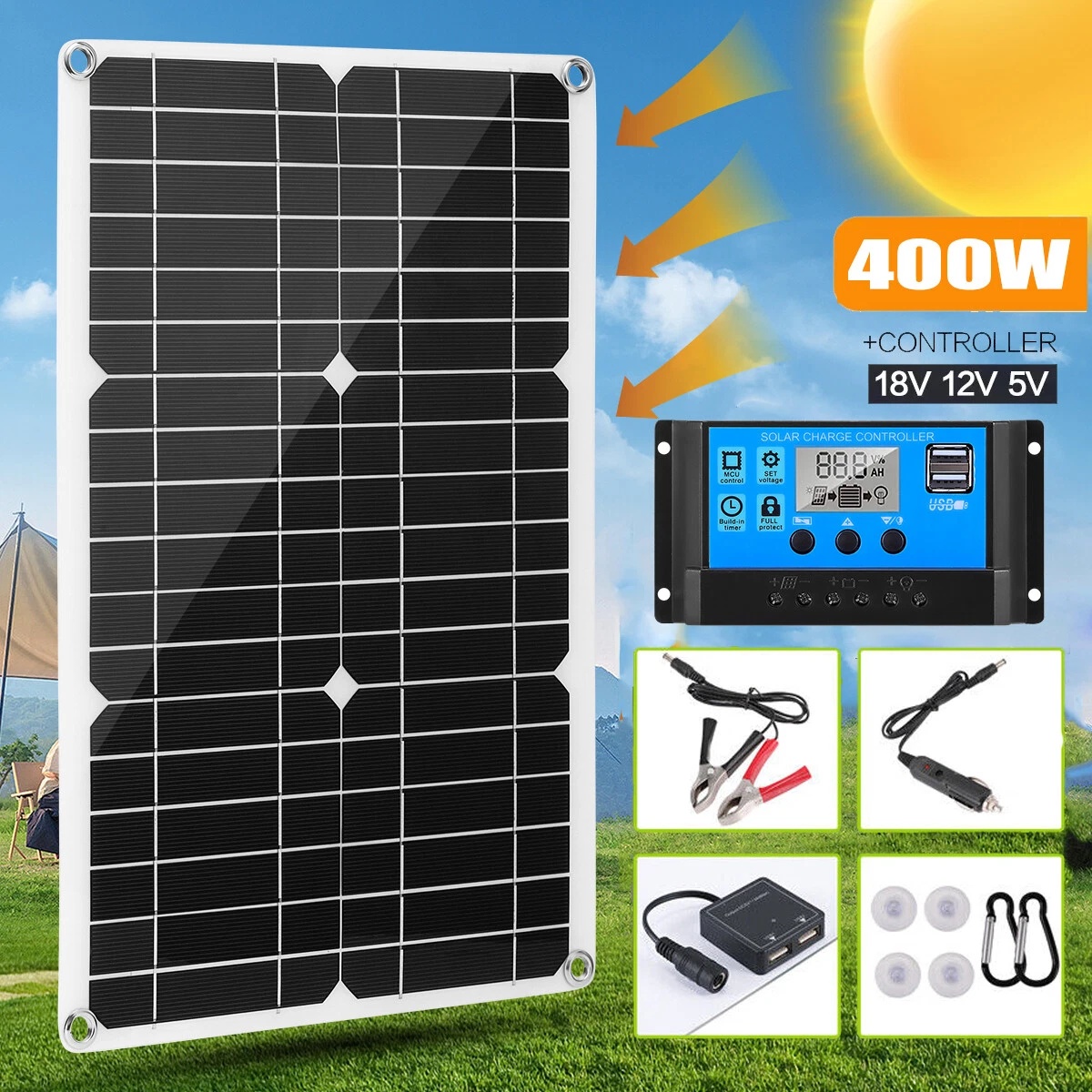 Rv Solar Panel Kit 400W - Zestaw paneli słonecznych 400W, półelastyczny, z