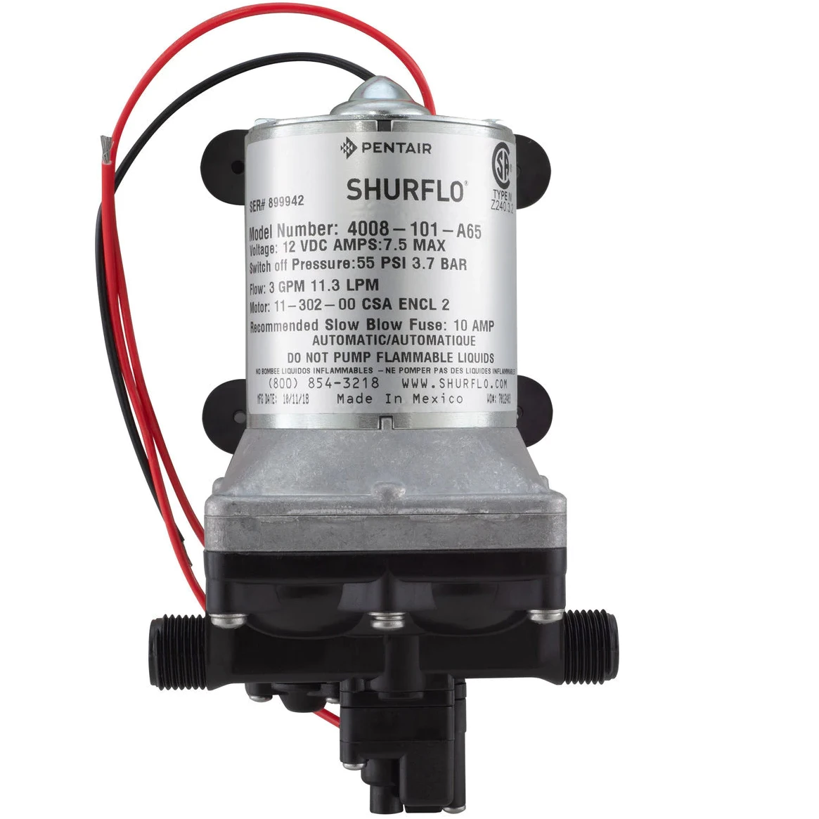 Rv Water Pump 12V 55Psi - Pompa obwodowa Shurflo 4008-101-A65 4008-131-A65, elektryczna