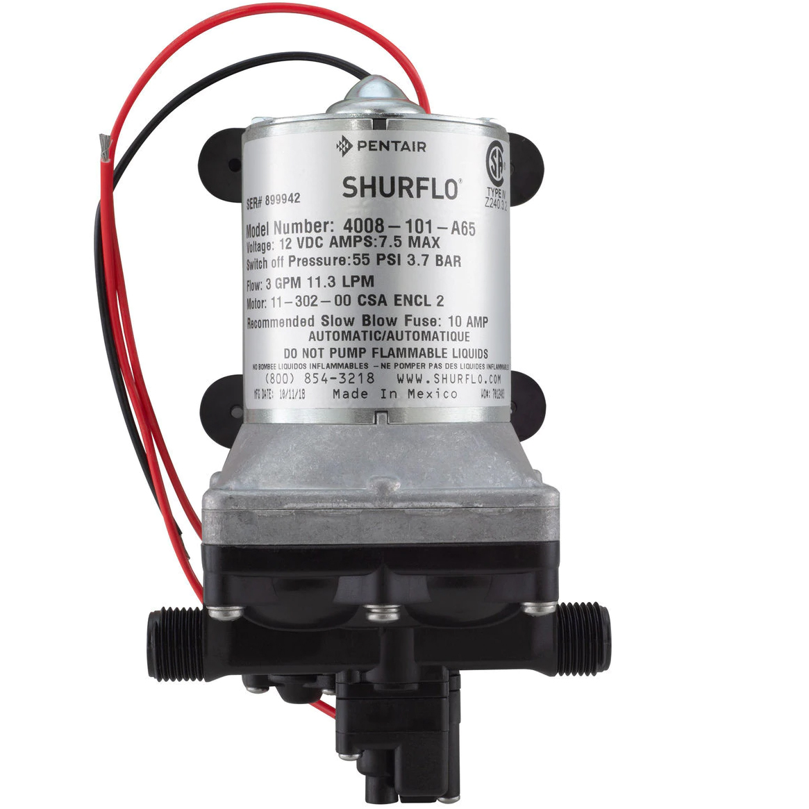 Rv Water Pump 12V 55Psi - Pompa Shurflo By-Pass 4008-101-A65 4008-131-A65 Elektryczna