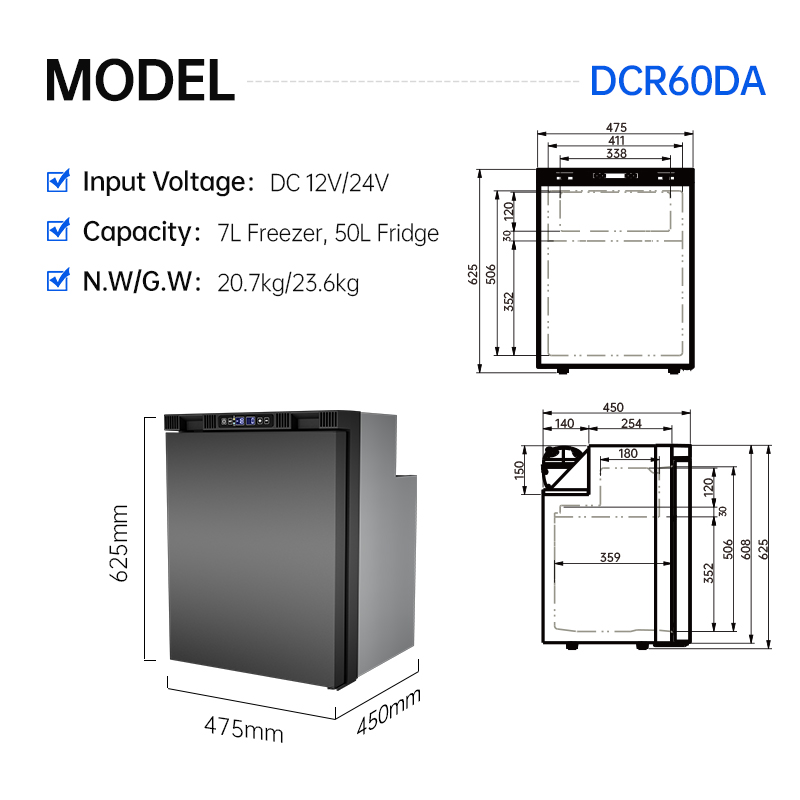 Lodówka aluminiowa 12V o pojem – 12V Fridge Freezer Rv recenzja i cena